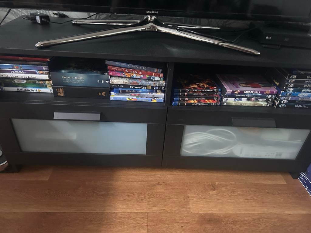 IKEA BRIMNES TV-meubel met 2 lades - Zwart, Ophalen, Overige materialen, Gebruikt, 100 tot 150 cm