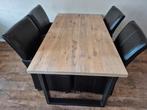Mooie eettafel met 4 stoelen op wieltjes!, Huis en Inrichting, Ophalen, Zo goed als nieuw, 4 tot 6 stoelen