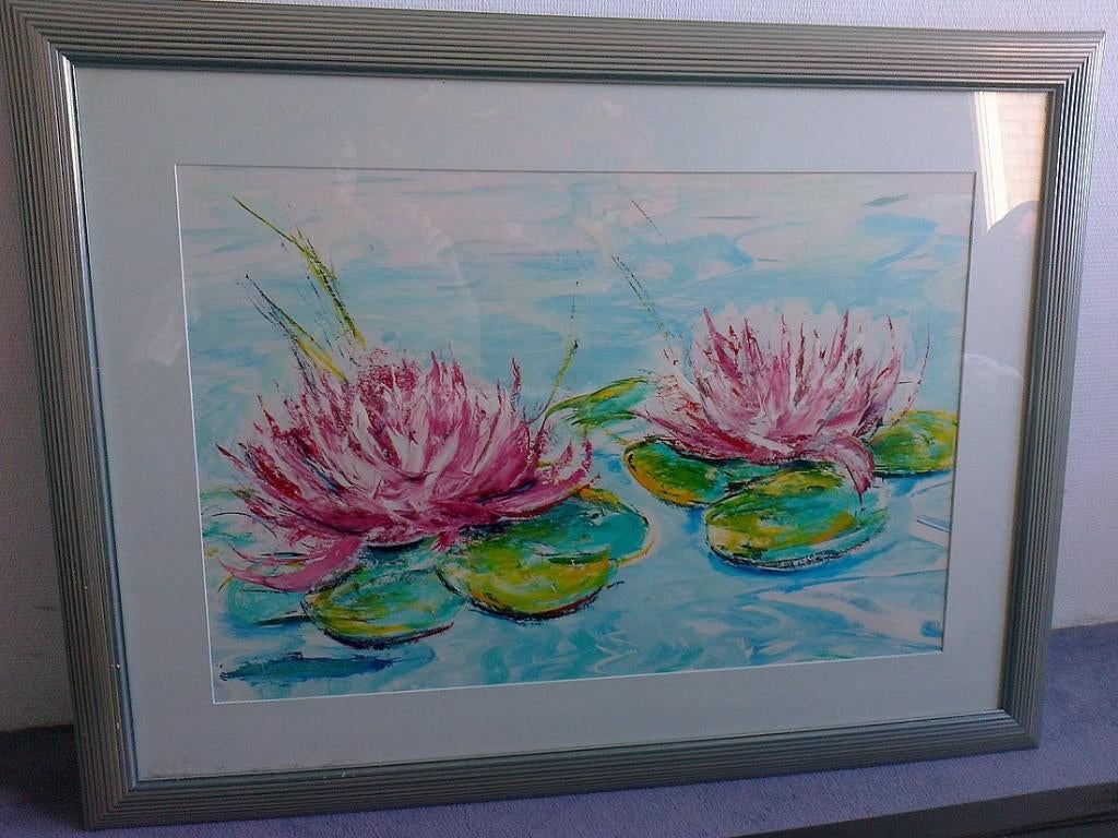 Schilderij Origineel Aad Leemans / Waterlelies 1994, Ophalen
