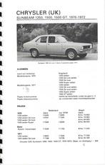Chrysler sunbeam 3 stuks afstelgegegevens, Auto diversen, Verzenden