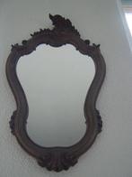 Brocante spiegel met houten asymetrische lijst bloem bloemen, Ophalen, Overige vormen, Minder dan 50 cm, Minder dan 100 cm