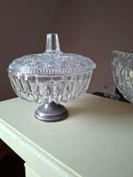 Twee oude kristallen schalen met zilveren voet, Antiek en Kunst, Ophalen