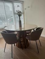 Eettafel rond 120/ Glas/ 4 Stoelen, Ophalen, Zo goed als nieuw, 4 tot 6 stoelen