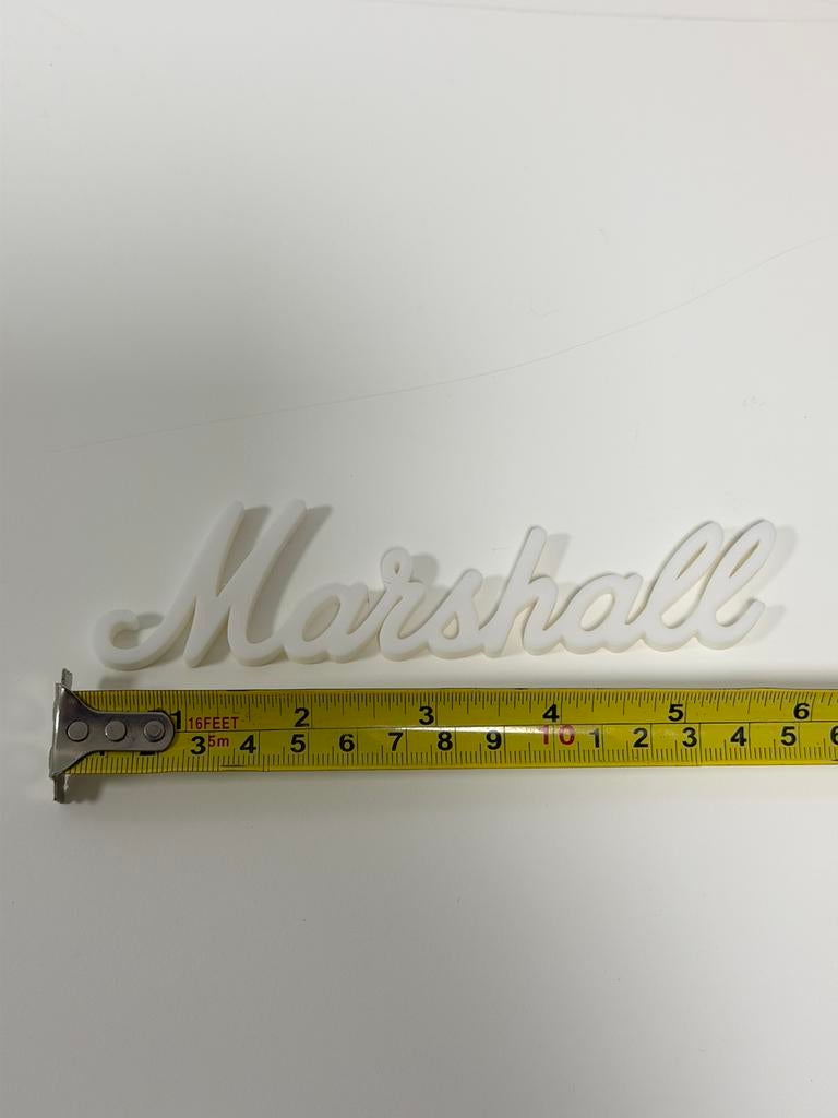 Marshall Logo 3D Embleem Wit 15cm 3D Geprint Nieuw 6” inch, Nieuw, Ophalen of Verzenden, H, H