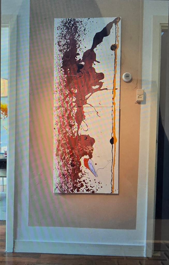 ABSTRACT MODERN SCHILDERIJ MISSART. Paarse tweeluik kunst, Ophalen