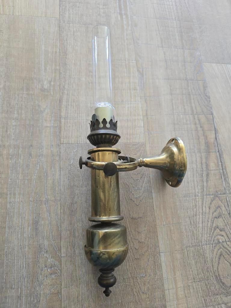 Antieke zeldzame centrische koperen scheepslamp €69, Antiek en Kunst, Ophalen of Verzenden