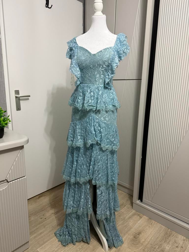 Gala jurk, Galajurk, Blauw, Ophalen of Verzenden, Zo goed als nieuw