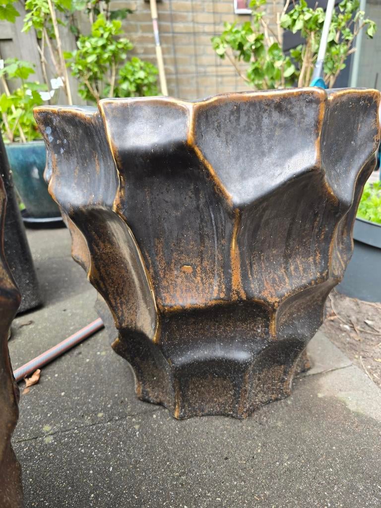 2 Unieke bloempotten voor binnen, diameter 37 cm, Tuin en Terras, Gebruikt, Rond, Binnen, Minder dan 40 cm