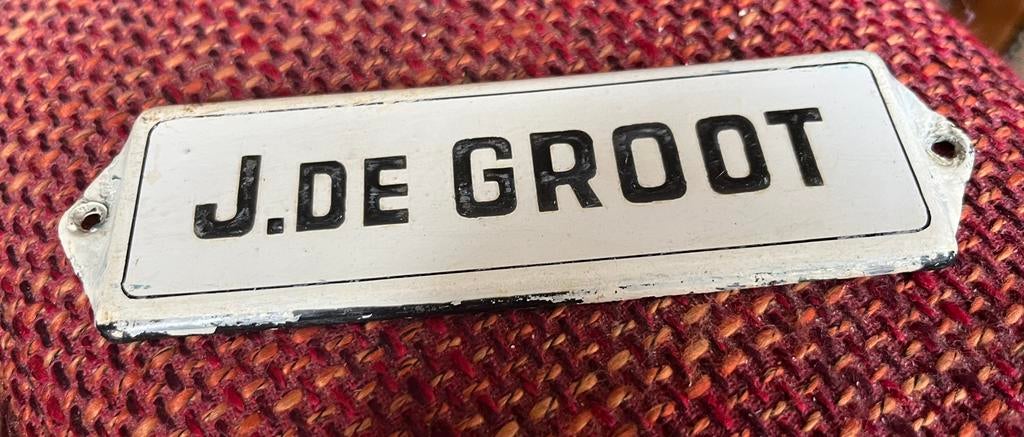 Oud Naamplaat Bordje  - J. De Groot, Ophalen of Verzenden