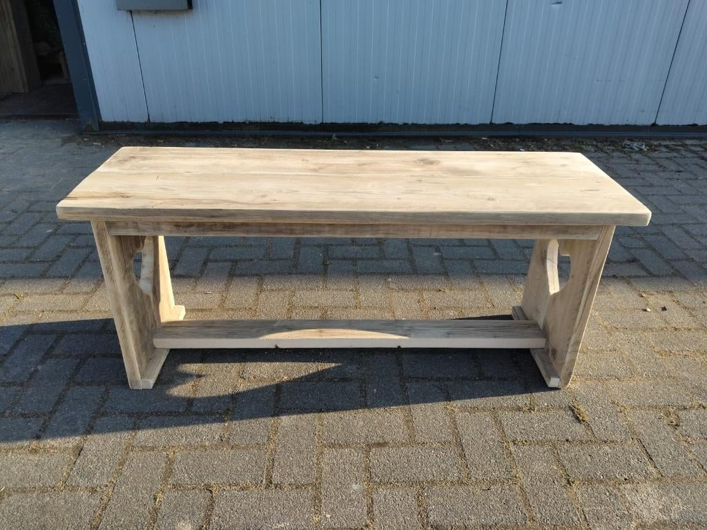 Bankje tuinbank eettafelbank 120cm hartjes hout, Huis en Inrichting, Banken | Bankstellen, Ophalen, Minder dan 75 cm, Minder dan 150 cm