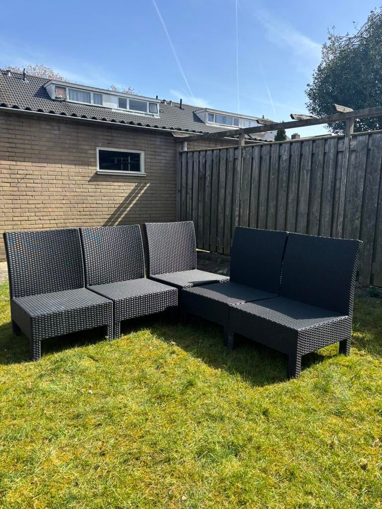 Loungset losse stoelen - naast elkaar een bank, Tuin en Terras, Tuinsets en Loungesets, Ophalen, 5 zitplaatsen, Kunststof, Gebruikt