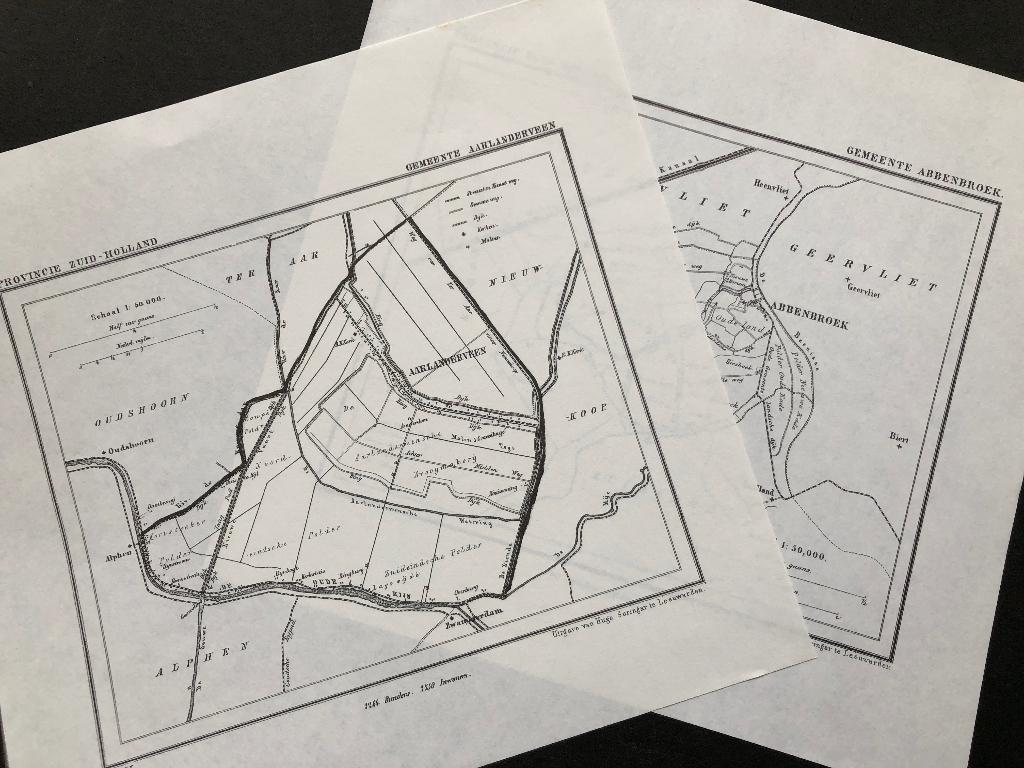 Gemeente kaarten Zuid-Holland. Ter Aar t/m Zwijndrecht  1869