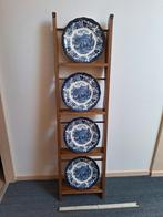 Bordenrek met 4 blauw-witte borden - perfecte staat, Ophalen