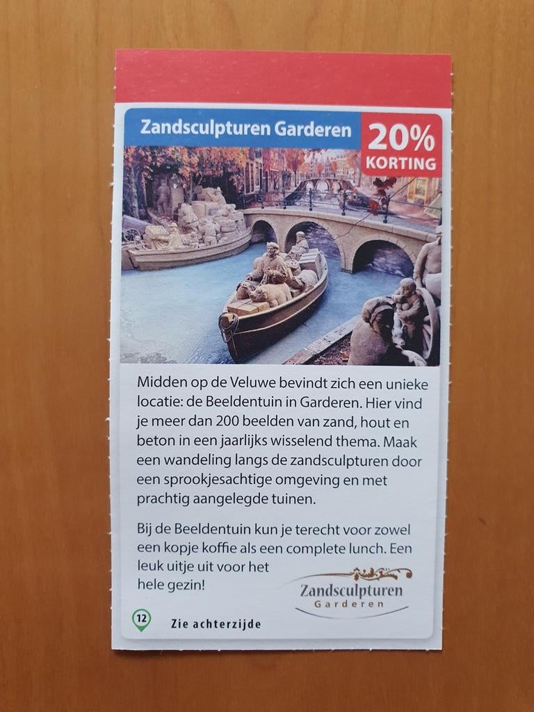 Zandsculpturen Garderen 20% korting maximaal 4 personen, Tickets en Kaartjes, Kortingen en Cadeaubonnen, Drie personen of meer