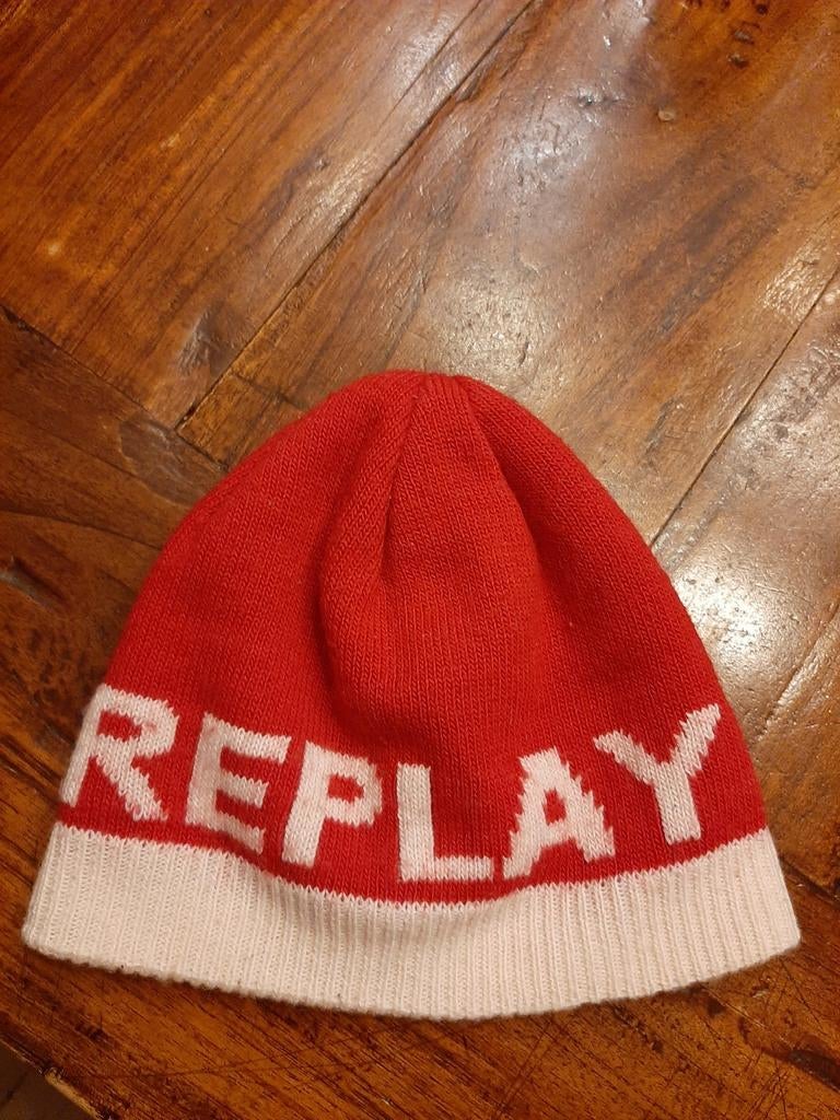 Replay muts rood wit, Kleding | Dames, Mutsen, Sjaals en Handschoenen, Replay, Ophalen of Verzenden, Zo goed als nieuw, Maat 36 (S)