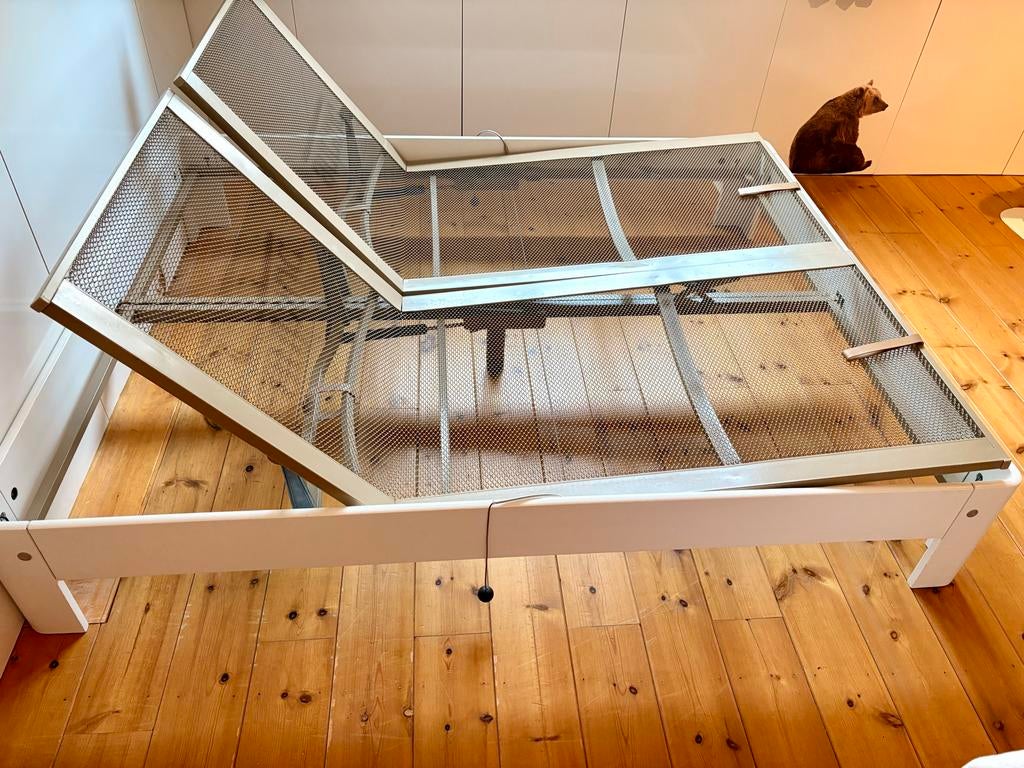 Auping Auronde bed 160x200 met verstelbare spiraalbodems, Huis en Inrichting, Slaapkamer | Bedden, Ophalen, Wit, Tweepersoons