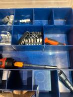 Doppen en bitjes set met ratel en schroevendraaier, Ophalen of Verzenden, Gebruikt