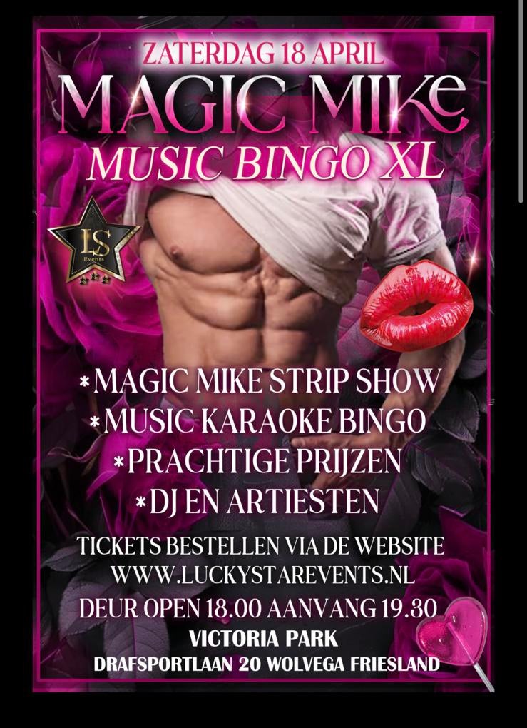 2x Kaartjes Magic Mike Music Bingo Wolvega, Twee personen