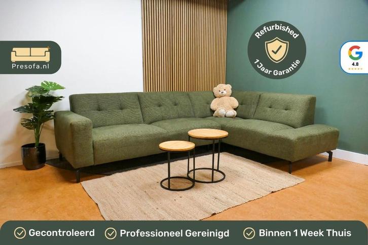 Hoekbank Groen Trendhopper Viborg [Refurbished], Huis en Inrichting, Banken | Bankstellen, Zo goed als nieuw, Hoekbank, Vierpersoons of meer