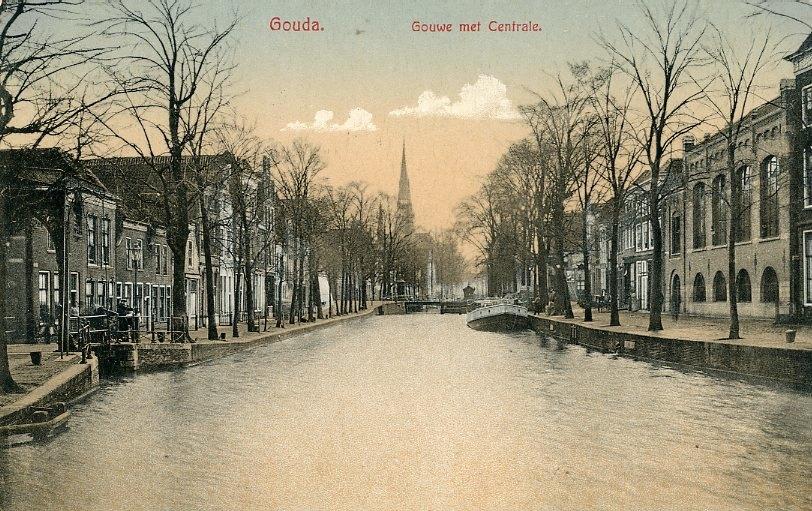 GOUDA – Gouwe met Elektriciteitscentrale 1917 (DR010), Verzenden, Voor 1920, Gelopen, Zuid-Holland