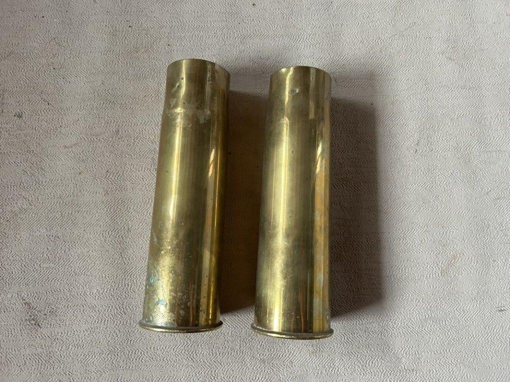 wo1 - 5,7cm Belgische Nordenfeldt hulzen - LEEG, Ophalen of Verzenden, Landmacht, Overige gebieden, Hulzen of Bodemvondsten