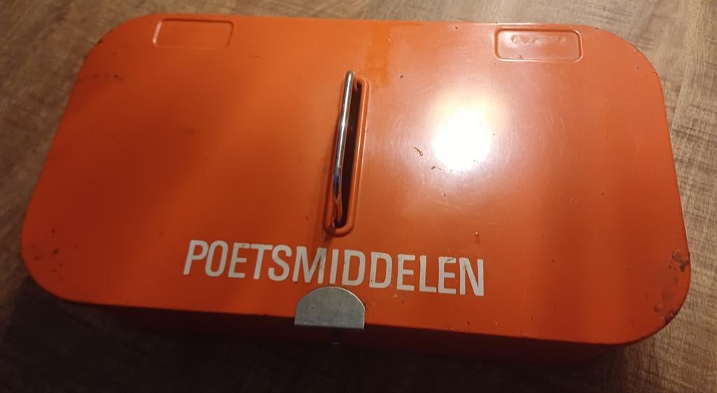Brabantia Retro Oranje Poetsdoos - Vintage Opbergbox, Huis en Inrichting, Woonaccessoires | Overige, Gebruikt, Metaal, Oranje