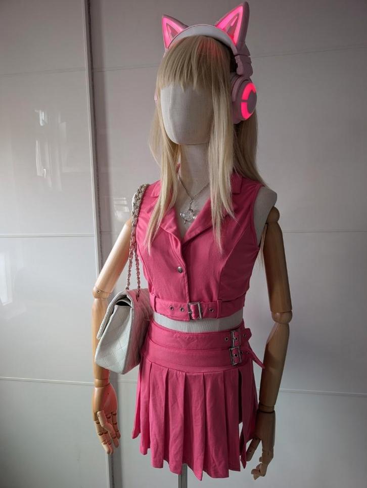 Authentieke J-Fashion Set | Elektrisch Roze | Top & Rokje, Kleding | Dames, Jurken, Zo goed als nieuw, Maat 34 (XS) of kleiner