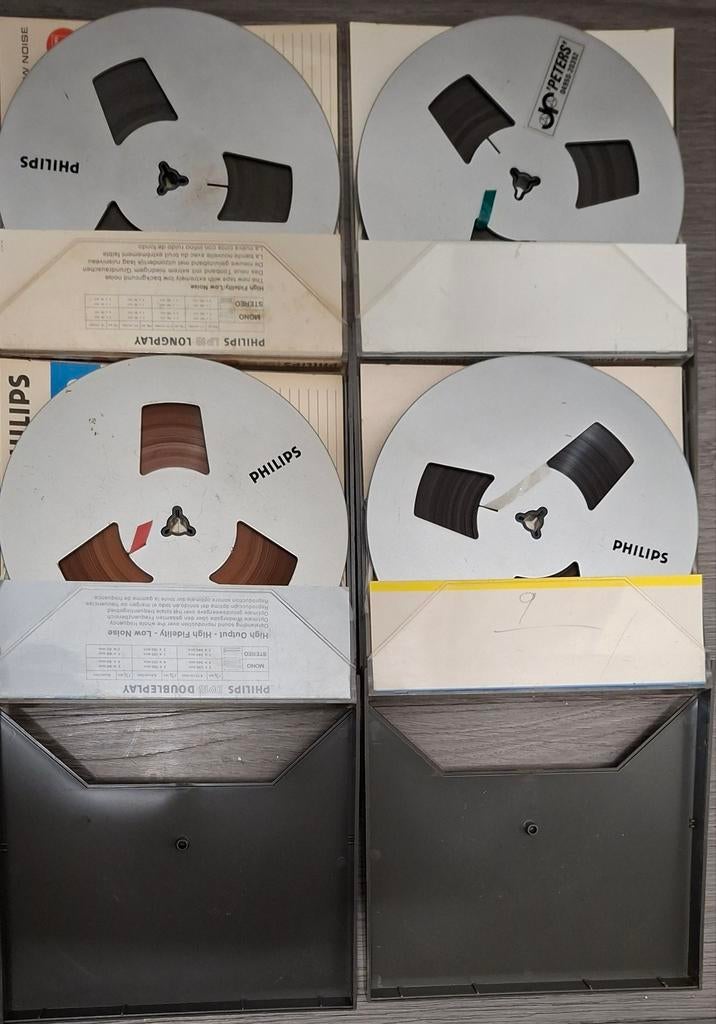 4 Philips bandrecorder banden in originele opbergdozen, Audio, Tv en Foto, Bandrecorders, Ophalen of Verzenden