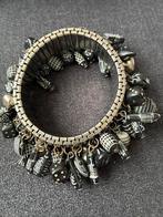 Armband met zwarte en witte bedels, Overige materialen, Gebruikt, Zwart, Ophalen of Verzenden