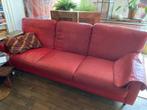Rode leren 3-zitsbank, Ophalen, Gebruikt, Driepersoons, Rechte bank