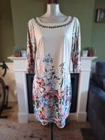 K-design crème jurk mooie halslijn bloemen mt XL, K-design, Verzenden, Wit, Maat 46/48 (XL) of groter