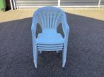 Witte stapelbare tuinstoelen (4 stuks), Tuin en Terras, Ophalen, Gebruikt, Kunststof, Stapelbaar