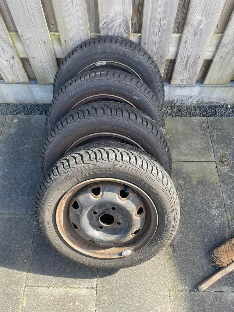 4x winterbanden 155/65R13 stalen velgen FuldaKristall bieden, Ophalen of Verzenden, Gebruikt