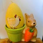 Paashaas konijn bloempot/paasei/kaars kip Pasen accessoire, Ophalen of Verzenden, Gebruikt