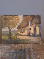 Oud olieverf schilderij - Boerderij tafereel, Antiek en Kunst, Ophalen
