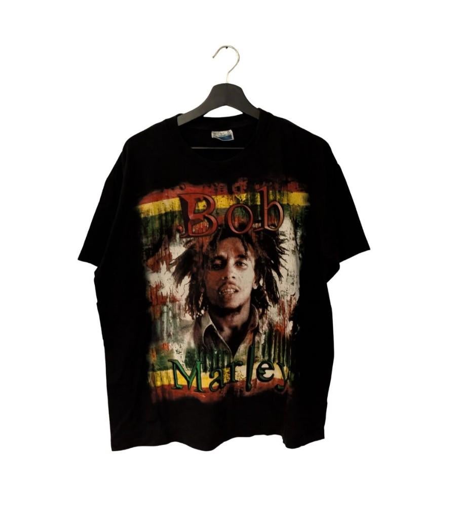 bob marley “king of reggae” vintage t-shirt 90s – size xl, Zwart, Ophalen of Verzenden, Gedragen, Maat 56/58 (XL)