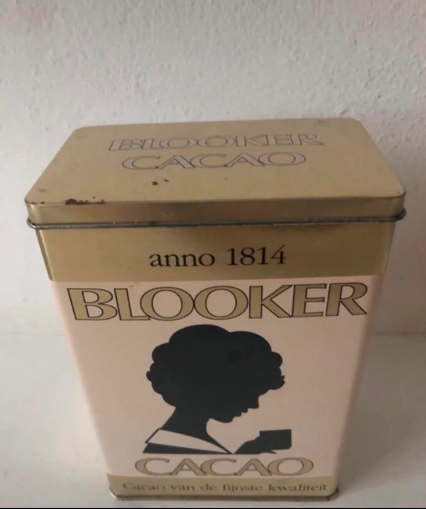 Nostalgisch oud Blooker cacao blik - Anno 1814, Ophalen of Verzenden, Gebruikt, Overige, Overige merken