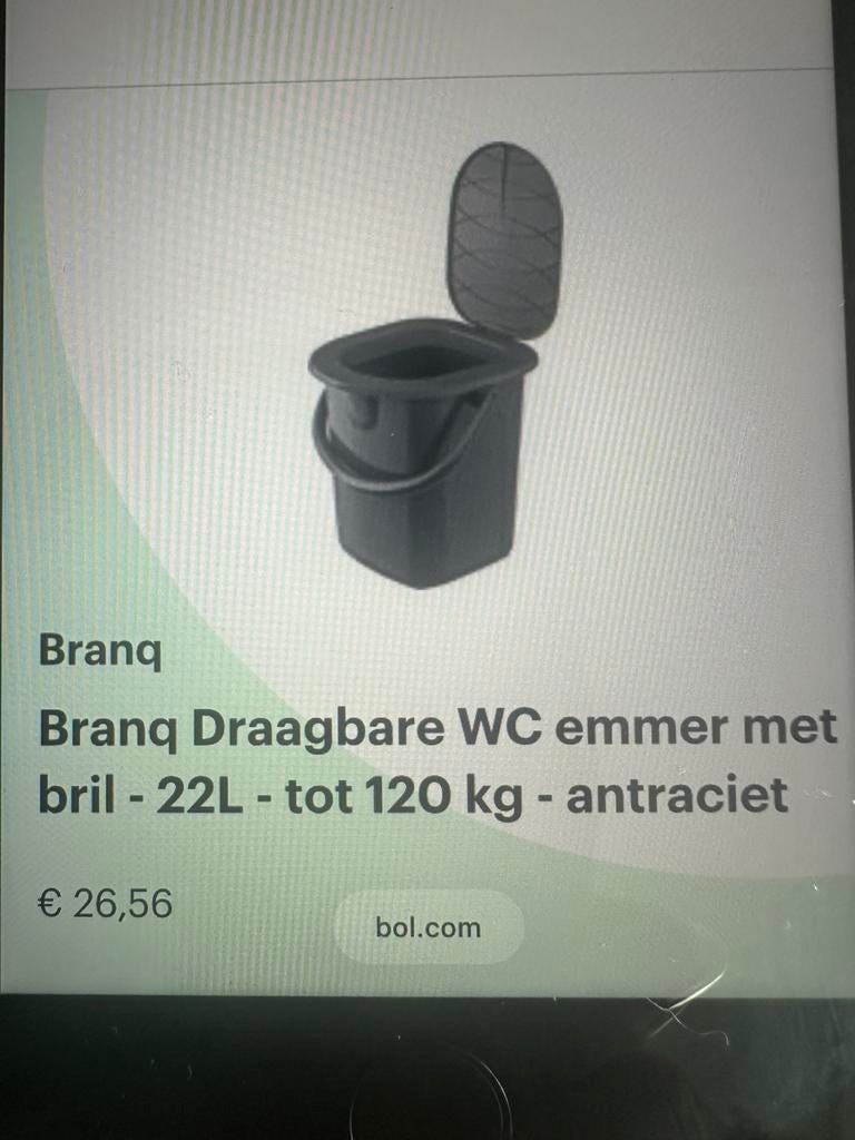 BRANQ draagbare wc emmer, Ophalen, Nieuw
