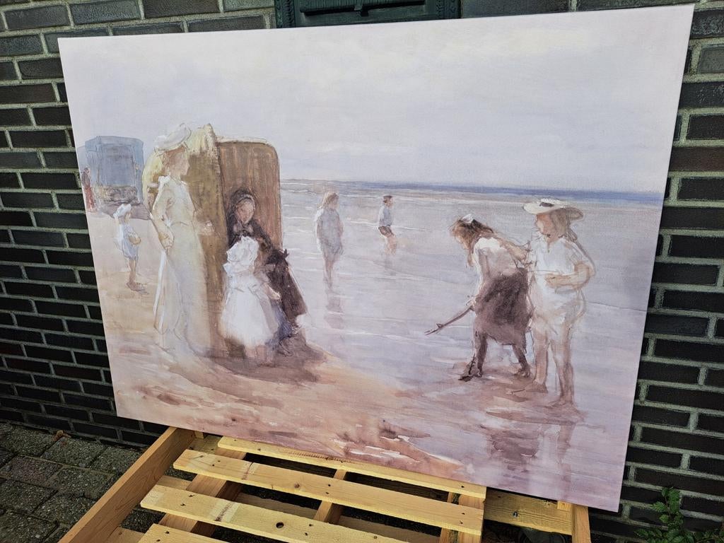 JohanAntonie DeJonge +certificaat Gezicht langs de vloedlijn, Ophalen, 1800 - 1899, 140 cm, 106 cm