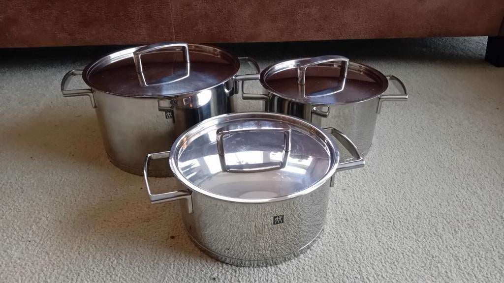 3delig pannenset 3 tot 6 ltr Zwilling nieuw, Ophalen of Verzenden, Nieuw, Rvs, Pannenset