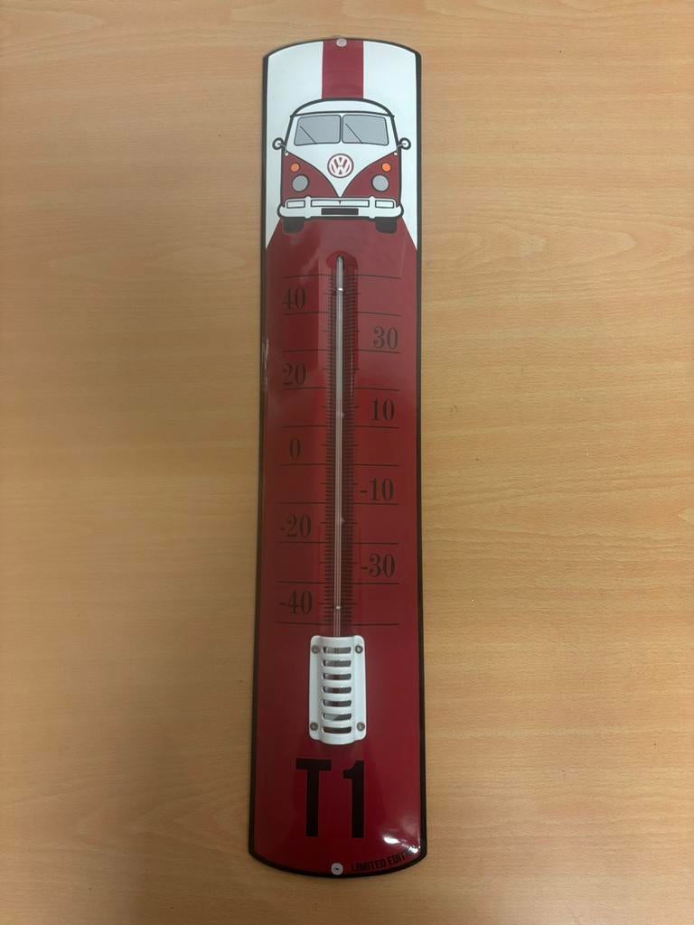 Leuk emaille VW T-1 bord met thermometer, Ophalen of Verzenden, Zo goed als nieuw, Reclamebord
