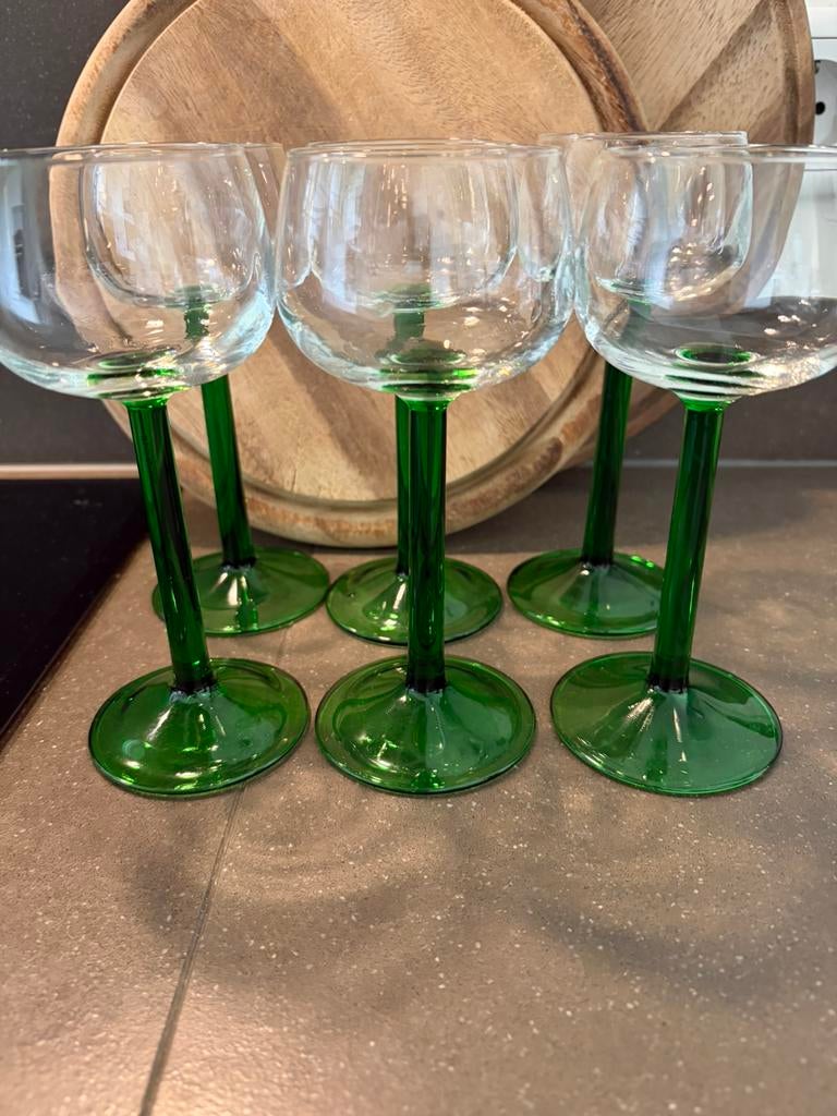 6 elzas wijnglazen, Ophalen, Zo goed als nieuw, Overige typen