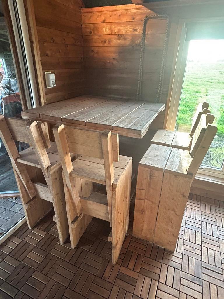 Bartafel met 4 krukken, Ophalen, Zo goed als nieuw