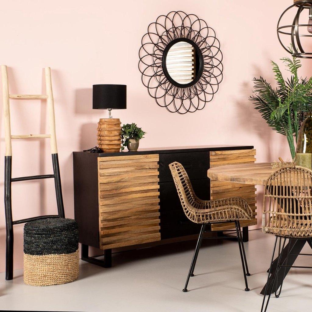 decoratieve ladder teak naturel/zwart 150cm NIEUW, Ophalen, Nieuw, Minder dan 2 meter