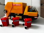 Grote Playmobil vuilniswagen met 2 mannen, 3 vuilnisbakken, Ophalen of Verzenden, Gebruikt, Los playmobil