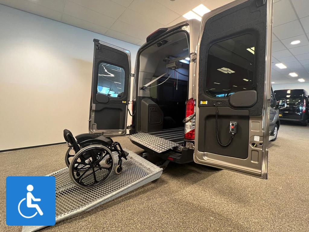 Ford Transit L3H3 Rolstoelbus Verschoningstafel + tillift, Auto's, 12 maanden, Stof, Zwart, Overige kleuren