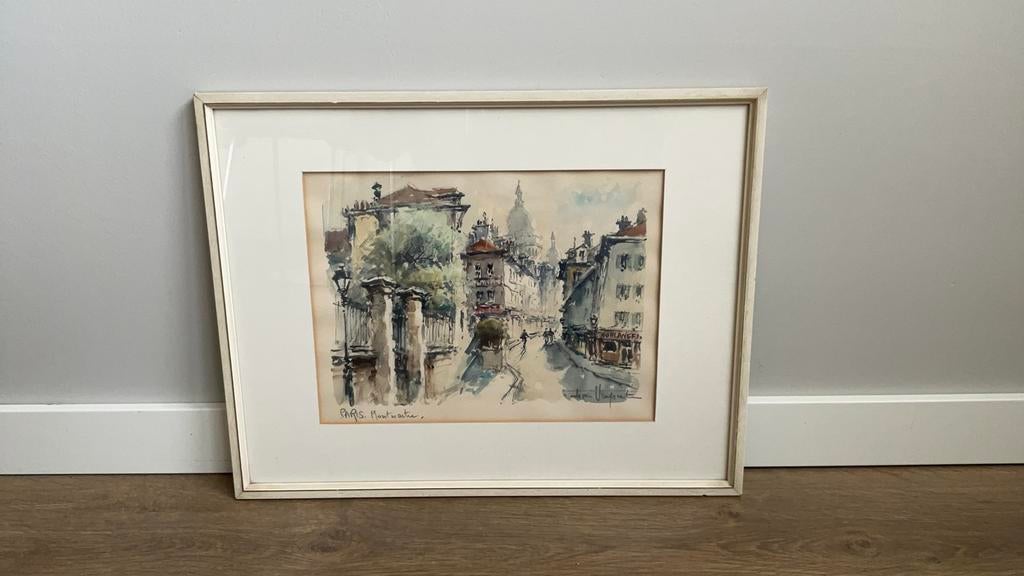 Aquarel Montmartre Parijs, Ophalen of Verzenden