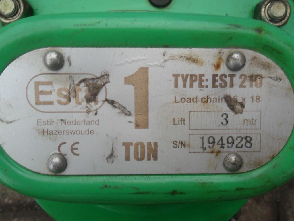 Kettingtakel 1 Ton, Doe-het-zelf en Verbouw, Lieren en Takels, Ophalen, Gebruikt, Handmatig