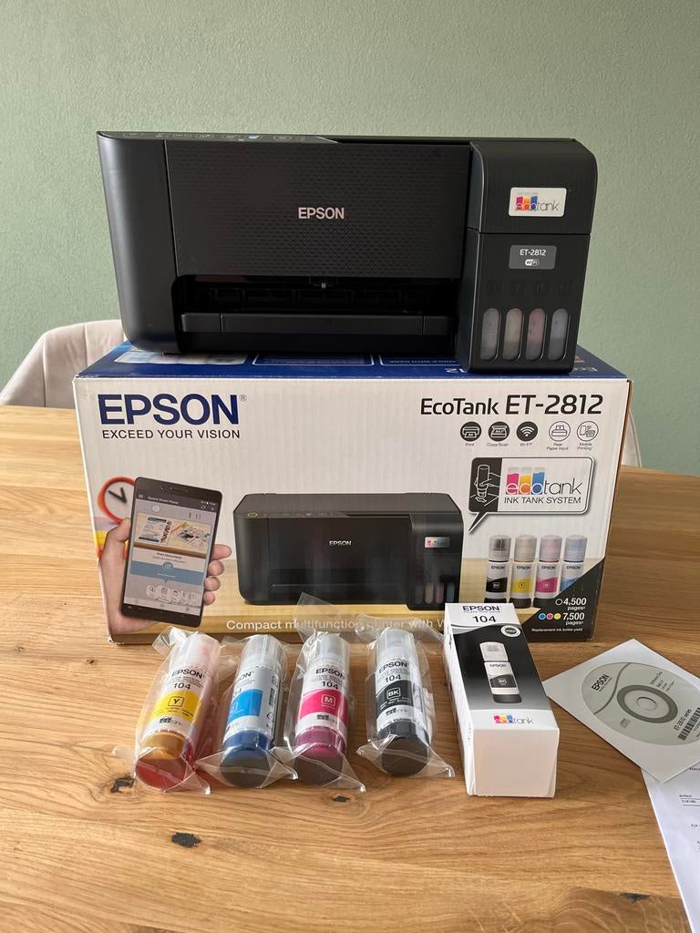 Epson EcoTank ET-2812 All-in-One Printer, Inkjetprinter, All-in-one, Kleur printen, Zo goed als nieuw