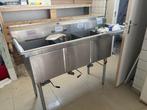 RVS spoelbak met drie bakken + kraan, Ophalen, Gebruikt, RVS Meubilair